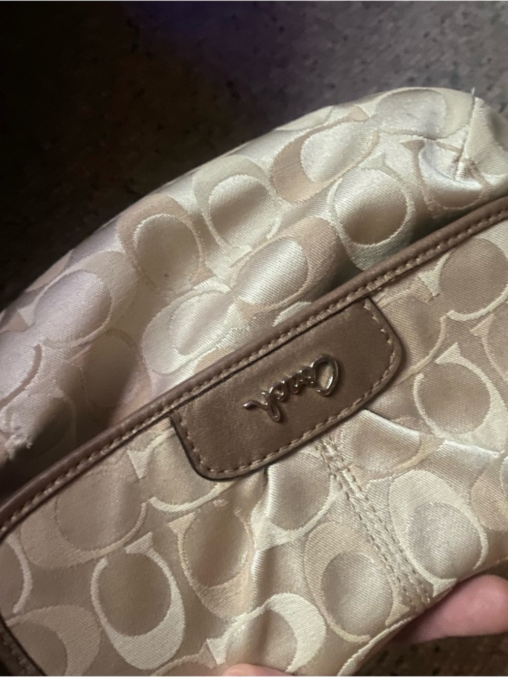 (Y2K) COACH- Shimmering Champagne Vintage Signature Pleated Demi/ Baguette - Picture 12 of 15